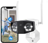 Reolink 4K Dual-Lens WLAN Caméra de surveillance extérieure, 2,4/5 GHz WiFi, 180° ultra grand angle, détection de personnes/véhicules/animaux domestiques, vision nocturne couleur