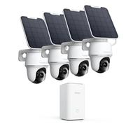 Reolink 4K PT Kit Cameras Exterieur Solaire, Vision Nuit Couleur, Home Hub | 4 Caméras Argus PT Ultra, Suivi Auto, Détection IA, Wi-Fi 2.4/5GHz, Stockage Local sans Abonnement, Panneau Solaire Inclus