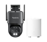 Reolink 4K PTZ Caméra de Surveillance WiFi Exterieure à Double Objectif, Wi-FI 6 Bi-Bande 2,4/5 GHz, Zoom 6X, Centre de Sécurité Tout-en-Un avec Stockage Local, TrackMix WiFi Grise + Home Hub Mini