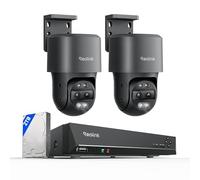 Reolink 4K PTZ Caméra Extérieur PoE, Double Objectif, Zoom Hybride 6X, Suivi Automatique, Vision Nocturne en Couleur, Détection de Personne/Véhicule/Animal, TrackMix PoE Gris ave NVR RLN8-410