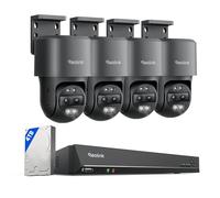 Reolink 4K PTZ Caméra Extérieur PoE, Double Objectif, Zoom Hybride 6X, Suivi Automatique, Vision Nocturne en Couleur, Détection de Personne/Véhicule/Animal, 4 × TrackMix PoE Gris ave NVR RLN8-410
