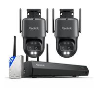 Reolink 4K PTZ Camera Surveillance WiFi Exterieure à Double Objectif, 2,4/5 GHz Wi-FI 6, Détection Personne/Véhicule/Animal, 12CH WiFi NVR avec Wi-FI 6, HDD 2To Intégré, 2 TrackMix WiFi Gris+RLN12