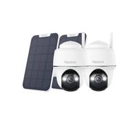 Reolink Argus PT+Solarpanel, 2K+ 5MP PT caméra de surveillance extérieure batterie, Pan&Tilt & vision nocturne couleur, 2,4/5GHz WiFi, détection de personnes/véhicules, 2 pièces