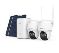 Reolink Argus PT Ultra + SP 2Pack avec Home Hub, Caméra de surveillance 4K 8MP Extérieur Batterie, 5/2,4 GHz, 360° Pivotant, Vision nocturne couleur