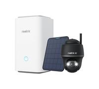 Reolink Argus PT Ultra + SP avec Home Hub, Caméra de surveillance 4K 8MP Extérieur Batterie, 5/2,4 GHz, 360° Pivotant, Vision nocturne couleur, Noir
