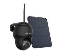 Reolink Caméra de Surveillance Argus Noir et Panneau Solaire 4K 8MP Sans Fil Panoramique et Inclinable avec Projecteurs