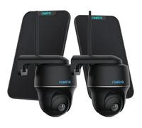 Reolink Argus PT+Solarpanel, 2K+ 5MP PTZ batterie caméra de surveillance Outdoor 2,4/5GHz WiFi, détection de personne/véhicule, audio 2 voies, noir, 2 pack