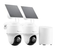 Reolink Caméra Surveillance Extérieure 360° Solaire 2K, Kit de Sécurité Domestique avec Détection IA Personne/Véhicule, Stockage Local, Accès à Distance, Home Hub Mini+2X Argus PT Lite+Panneau Solaire