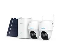 Reolink Camera Surveillance WiFi Exterieure sans Fil 2K avec 360° PT, Aucun Frais Mensuel, Vision Nocturne, Détection Intelligente, Stockage Local, Home Hub+2X Argus PT Lite+Panneau Solaire