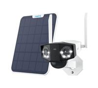 Reolink Duo 2 + panneau solaire 2, 8MP batterie caméra de surveillance extérieure, 180 ° ultra grand angle, 2,4&5GHz WiFi, double lentille, détection intelligente, vision nocturne couleur