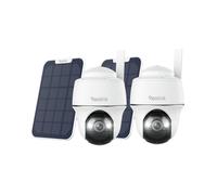 Reolink Go PT Plus+Panneau solaire, 2K+ 5MP 4G LTE batterie caméra de surveillance, panoramique et inclinaison, pas de WiFi, slot pour carte SIM, carte SD 32GB, 2 Packs