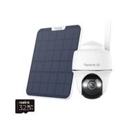 Reolink Go PT Ultra+Panneau solaire, 4K 8MP 4G LTE PT batterie Caméra de surveillance extérieure, vue 360°, détection intelligente, vision nocturne couleur, avec 32GB microSD