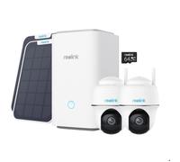 Reolink Home Hub avec 2xArgus PT+Panneau Solair Blanc Caméra de Surveillance sans fil 5MP Pan&Tilt Vision Nocturne En Couleur
