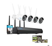 Reolink Kit Vidéo Surveillance,12CH 1To WiFi6 NVR et 4X 5MP Bullet Caméra 2,4/5GHz WiFi Extérieure,Détection Intelligente,Vision