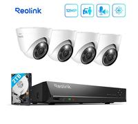 Kit Vidéo Surveillance Reolink avec 12MP 4X Dôme Caméra IP PoE et 8CH 2To NVR - Détection Personne et Véhicule - Vision Nocturne 30m avec Audio