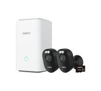 Reolink Lumus 2Pack avec Home Hub, Kit caméra de surveillance 2K 4MP extérieur, Vision nocturne couleur, 2,4/5GHz, Détection intelligente, Gestion centralisée, Noir