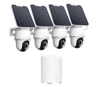 Reolink Pack 4+1 : 4 Caméras Solaires 4K Argus PT Ultra + Home Hub Mini - Système de Surveillance WiFi Extérieure avec Vision Nocturne Couleur, Suivi Auto 360°, Wi-Fi 6 & Stockage Local Sans Abonnemen