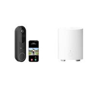 Reolink Pack Sécurité Caméra Sonnette 2K sans Fil sur Batterie avec Vue 1:1 et Audio Bidirectionnel + Home Hub Mini, Stockage Local, Wi-FI Double Bande, Détection Personne/Véhicule/Colis, sans Abonn