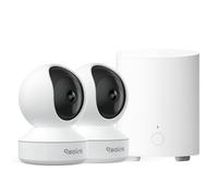 Reolink Pack Sécurité Intérieur 2× Caméras WiFi E1 4MP à 360° avec Suivi Automatique et Détection IA + Home Hub Mini, Stockage Local, sans Abonnement