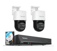 Reolink PTZ 4K Caméra Extérieur PoE, Double Objectif, 2X TrackMix PoE avec Zoom Hybride 6X, Suivi Automatique, Vision Nocturne en Couleur, Ensemble 4K PoE NVR 8 Canaux avec Disque Dur de 2TO