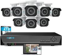 Reolink Set caméra de surveillance 4K, 8X 8MP PoE caméra IP et 16CH 4TB HDD NVR, détection de personnes et de véhicules, 30M IR vision de nuit pour l'extérieur