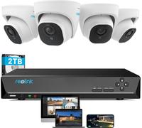 Reolink Set caméra de surveillance 4K extérieur, détection de personnes et de véhicules, 4X 8MP PoE caméra IP et 2TB HDD 8CH NVR pour enregistrement 24/7