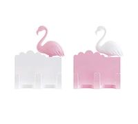 REOOHOUSE Lot de 2 crochets muraux autocollants flamant rose pour la maison et le bureau, pour enfants et adultes (FLAMINGO)