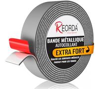 REORDA® Bande Métallique Auto-Adhésive Grise Idéale pour Figurines Tonies® & Étagères (Extra Fort) - Ruban pour Aimants I Bande de Fer Ruban Ferreux
