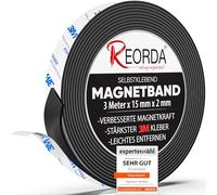 Reorda Magnetic Tape - 3 mètres Bande magnétique auto-adhésive à force magnétique optimisée - Bande magnétique à applications multiples - Peut être découpée sur mesure