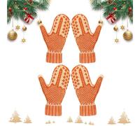 reotoneo Middle Finger Mittens, The Naughty List Mittens, Cozy Knit with a Hidden Attitude, Hand Knitted Hidden Winter Warm Gloves for Women Men (Two Pairs)