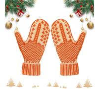 reotoneo Middle Finger Mittens, The Naughty List Mittens, Cozy Knit with a Hidden Attitude, Hand Knitted Hidden Winter Warm Gloves for Women Men (A Pair)