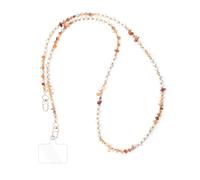 Reownest 1 Cordon Téléphone Portable Universelle avec Patch, Sangle en Cristal Coloré, Fil Anti-Perte, Charm en Pierre Naturelle, Compatible avec des Smartphones, pour Femmes et Filles -Ambre