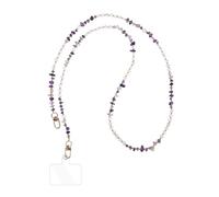 Reownest 1 Cordon Téléphone Portable Universelle avec Patch, Sangle en Cristal Coloré, Fil Anti-Perte, Charm en Pierre Naturelle, Compatible avec des Smartphones, pour Femmes et Filles -Violet