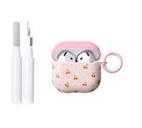 Reownest Compatible avec AirPods 4e Génération (2024) Coque avec Kit de Nettoyage, Coque Porte-clés en TPU Souple Antichoc Motif Esthétique Pois Cerise pour AirPods 4 - Rose Cerise