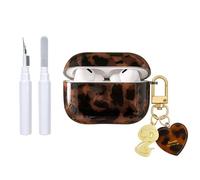 Reownest Compatible avec Coque AirPods 2 Génération avec Kit Nettoyage, Mignon Noir Brun Imprimé Léopard Amber Tortue Pattern Aesthetic Design, Antichoc Amour Porte - Clés Couvercle Soft Etui - Noir