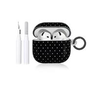 Reownest Compatible avec Coque AirPods 3 Génération avec Kit Nettoyage, Mignon Fashion Polka Dot Motif Esthétique Stripes Design, Antichoc Porte - Clés Couvercle Soft Etui - Noir
