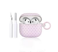 Reownest Compatible avec Coque AirPods 3 Génération avec Kit Nettoyage, Mignon Fashion Polka Dot Motif Esthétique Stripes Design, Antichoc Porte - Clés Couvercle Soft Etui - Rose