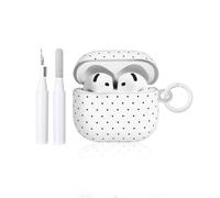 Reownest Compatible avec Coque AirPods 3 Génération avec Kit Nettoyage, Mignon Fashion Polka Dot Motif Esthétique Stripes Design, Antichoc Porte - Clés Couvercle Soft Etui - Beige