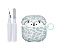 Reownest Compatible avec Coque AirPods 3 Génération avec Kit Nettoyage, Mignon Gris Bleu Imprimé Léopard Motif Esthétique Design, Antichoc Porte - Clés Couvercle Soft Etui-Transparent
