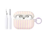 Reownest Compatible avec Coque AirPods Pro 3 Génération avec Kit Nettoyage, Étui Housse Mignon Fashion Rayures Motif Esthétique Stripes Design, Antichoc Porte - Clés Couvercle Soft Etui - Violet