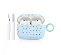 Reownest Compatible avec Coque AirPods Pro 3 Génération avec Kit Nettoyage, Mignon Fashion Polka Dot Motif Esthétique Stripes Design, Antichoc Porte - Clés Couvercle Soft Etui - Bleu