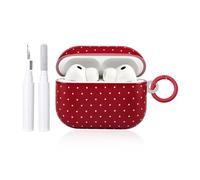 Reownest Compatible avec Coque AirPods Pro 3 Génération avec Kit Nettoyage, Mignon Fashion Polka Dot Motif Esthétique Stripes Design, Antichoc Porte - Clés Couvercle Soft Etui - Rouge
