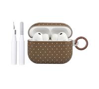 Reownest Compatible avec Coque AirPods Pro 3 Génération avec Kit Nettoyage, Mignon Fashion Polka Dot Motif Esthétique Stripes Design, Antichoc Porte - Clés Couvercle Soft Etui - Marron