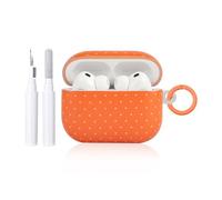 Reownest Compatible avec Coque AirPods Pro 3 Génération avec Kit Nettoyage, Mignon Fashion Polka Dot Motif Esthétique Stripes Design, Antichoc Porte - Clés Couvercle Soft Etui - Orange