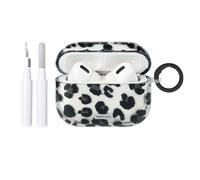 Reownest Compatible avec Coque AirPods Pro 3 Génération avec Kit Nettoyage, Mignon Transparent Schwarz Imprimé Léopard Motif Esthétique Design, Antichoc Porte - Clés Couvercle Soft Etui - Schwarz