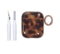 Reownest Coque AirPods 2nd/1st Génération avec Kit Nettoyage Mignon Amber Brown Pattern Design Aesthetic Antichoc Porte - Clés Couvercle Soft Etui pour AirPods 2 et 1 - Ambre