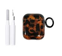 Reownest Coque AirPods 2nd/1st Génération avec Kit Nettoyage Mignon Amber Brown Pattern Design Aesthetic Antichoc Porte - Clés Couvercle Soft Etui pour AirPods 2 et 1 - Brun