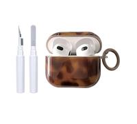 Reownest Coque AirPods 3 Génération avec Kit Nettoyage Mignon Amber Brown Pattern Design Aesthetic Antichoc Porte - Clés Couvercle Soft Etui pour Airpods 3 - Ambre