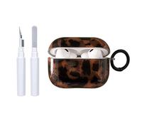 Reownest Coque AirPods 4 Génération avec Kit Nettoyage Mignon Amber Brown Pattern Design Aesthetic Antichoc Porte - Clés Couvercle Soft Etui pour AirPods 4(2024)- Brun