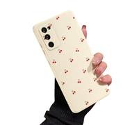 Reownest Coque Compatible avec Samsung Galaxy S21, Motif Cerise Mignon Coque Fine Souple Antichoc en TPU, Étui de Téléphone Esthétique et Stylé pour Filles et Femmes - Beige